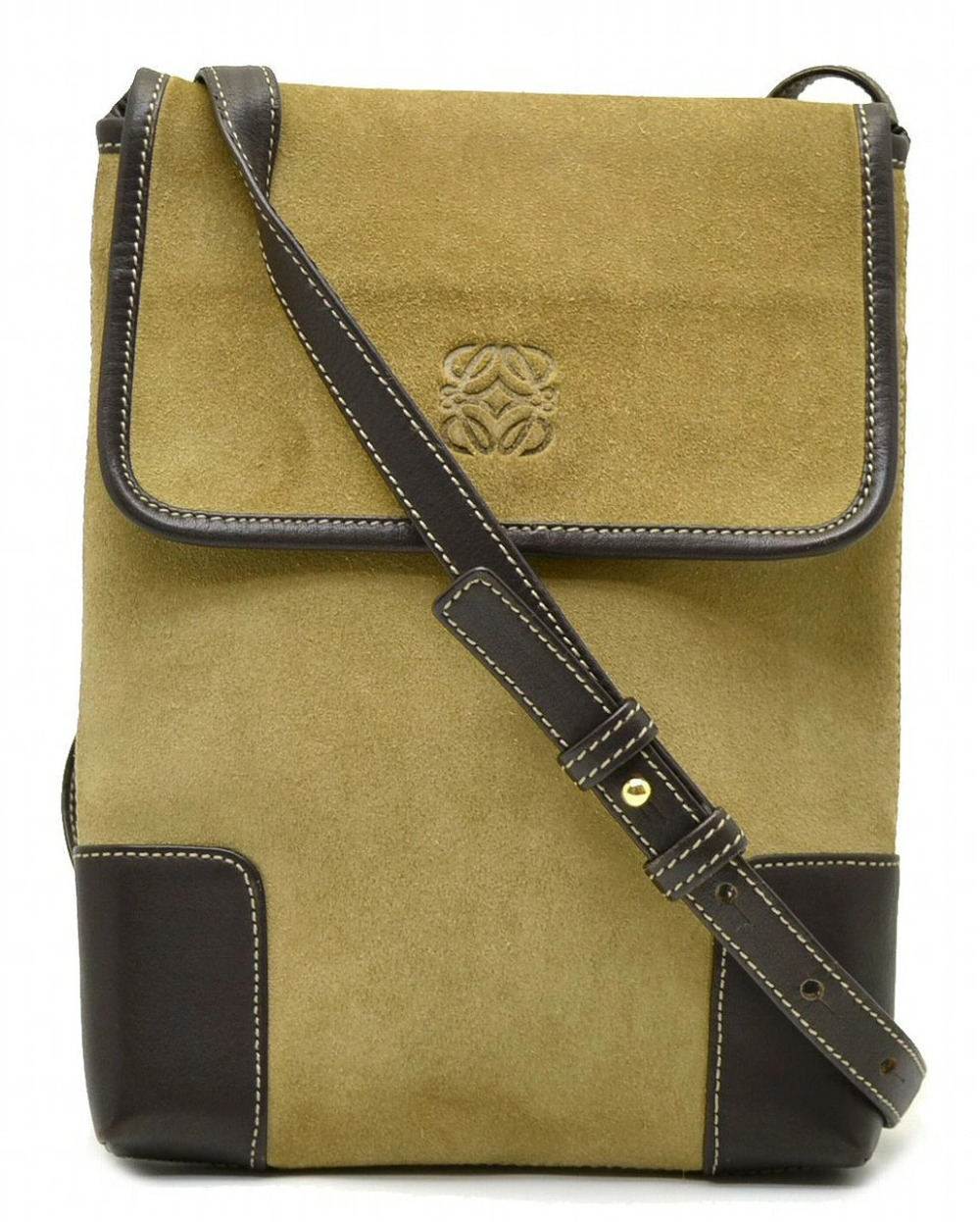 Loewe Amazona Shoulder Bag Suede Leather Brown Dark